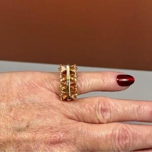 Camille Lucie Gold and Topaz Geometric Statement Ring